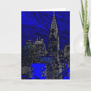 Tarjeta de felicitación azul de New York City del