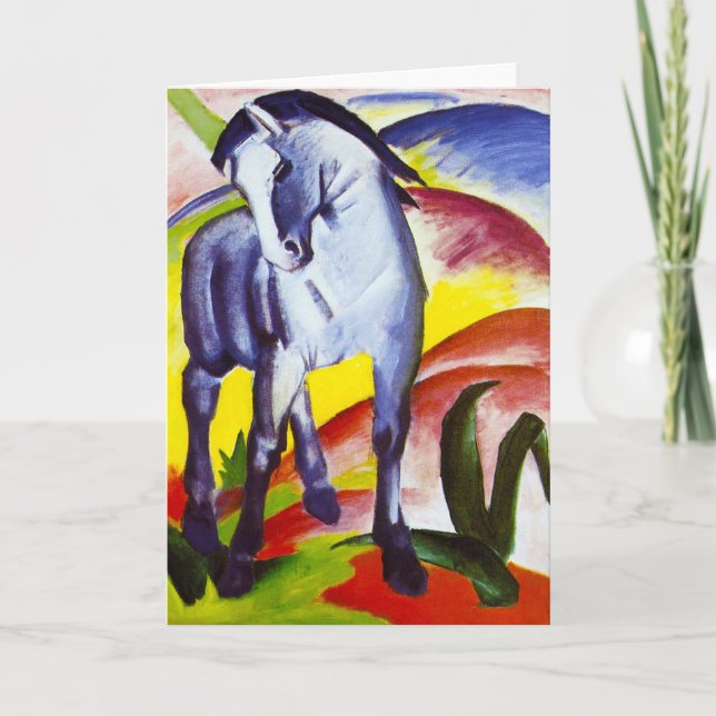 Tarjeta de felicitación azul del caballo de Franz (Anverso)