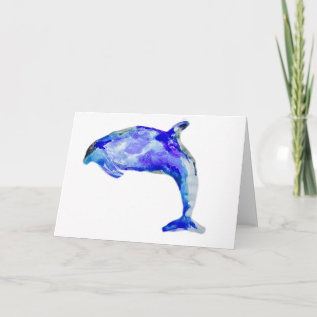Tarjeta de felicitación azul del delfín (Anverso)