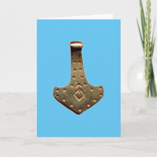 Tarjeta de felicitación azul del martillo de Thor