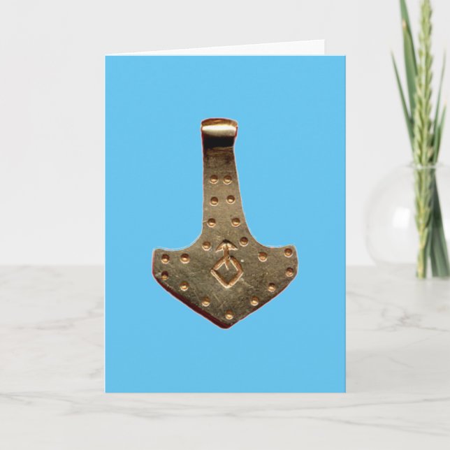 Tarjeta de felicitación azul del martillo de Thor  (Anverso)