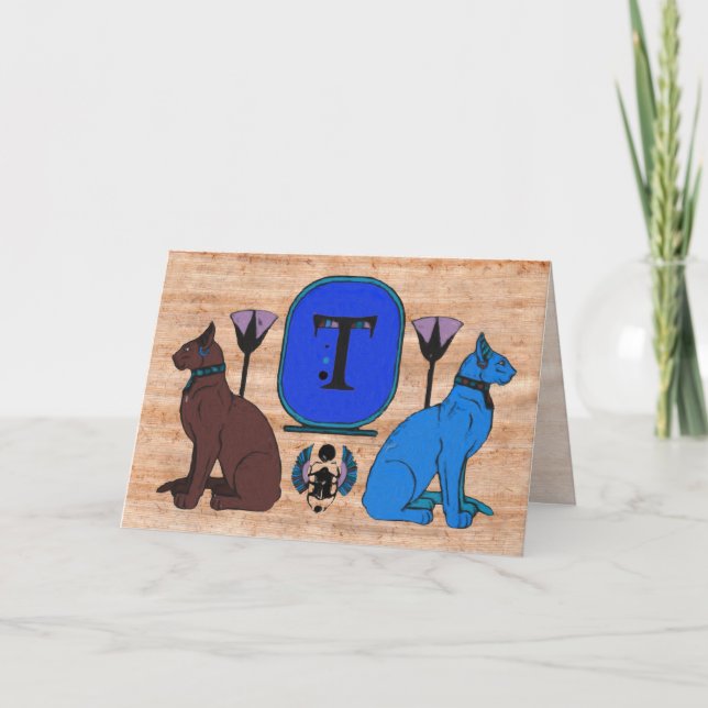 Tarjeta de felicitación azul del monograma del (Anverso)