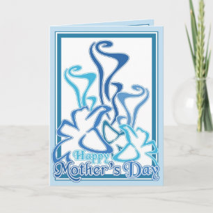 Tarjeta de felicitación azul del ramo de la cala