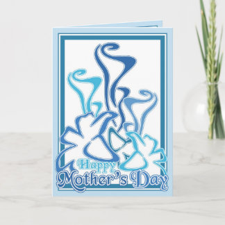Tarjeta de felicitación azul del ramo de la cala