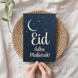 Tarjeta de Felicitación Azul Elegante Eid Al Adha 