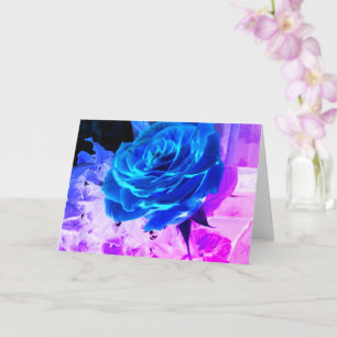 Tarjeta de felicitación azul Rosa Fantasy Blanc In