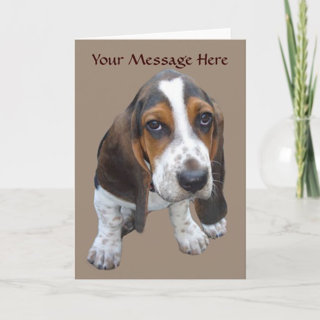 Tarjeta de felicitación Basset Hound Puppy (Anverso)