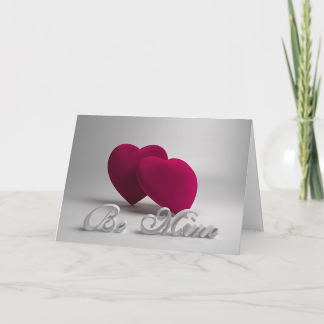 Tarjeta de felicitación Be Mine 3D Hearts (Anverso)