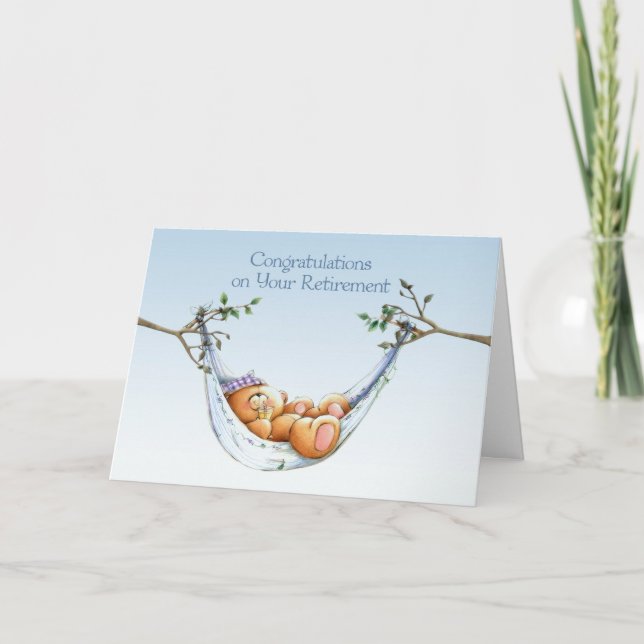 Tarjeta de felicitación Bear Hammock de Jubilación (Anverso)