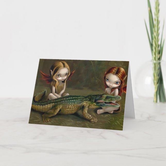 Tarjeta de felicitación "Befriending a Alligator" (Anverso)