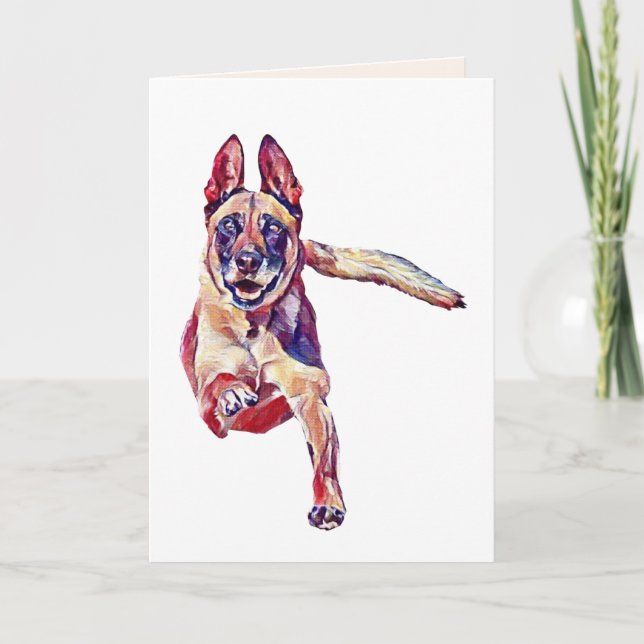 Tarjeta de felicitación belga malinois pintada (Anverso)