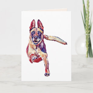 Tarjeta de felicitación belga malinois pintada