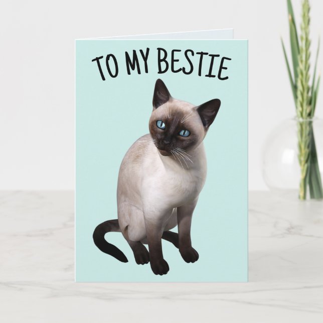 Tarjeta de felicitación BESTIE FRIEND SIAMESE CAT  (Anverso)