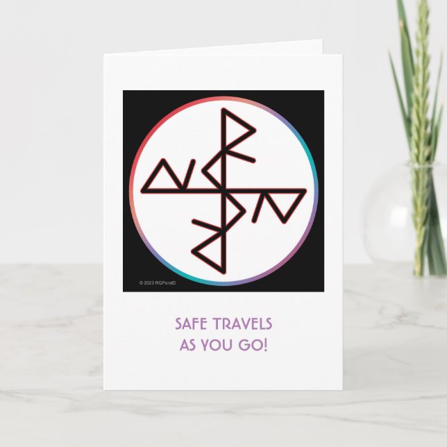 Tarjeta de felicitación Bindrune para viajes segur (Anverso)