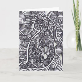 Tarjeta de felicitación Black and White Cat 1