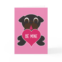 Tarjeta de felicitación Black Pug Valentine - Sé m
