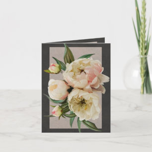 Tarjeta de felicitación blanca de los Peonies
