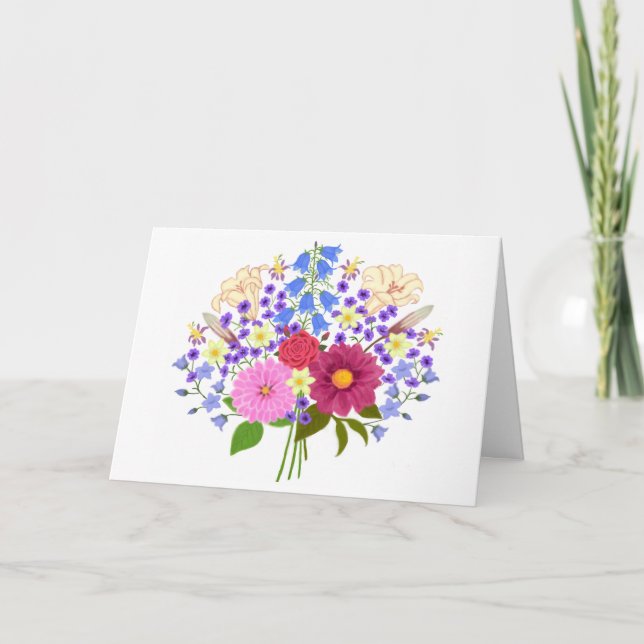 Tarjeta de felicitación blanca doblada Blumenstrau (Anverso)