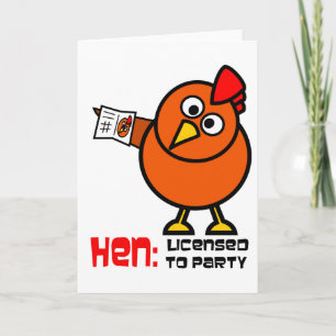 Tarjeta de felicitación blanca fiesta Hen