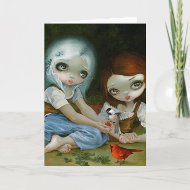 Tarjeta de felicitación "Blancanieves y Rojo Rosa" (Anverso)