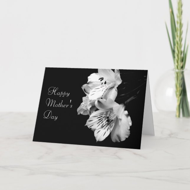 Tarjeta de felicitación blanco y negro del lirio (Anverso)