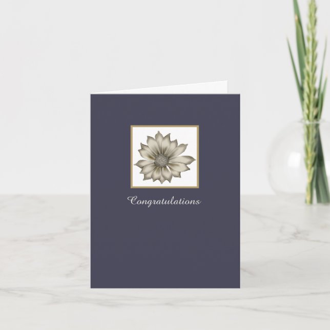 Tarjeta de felicitación Blue and Ivory Floral Cust (Anverso)