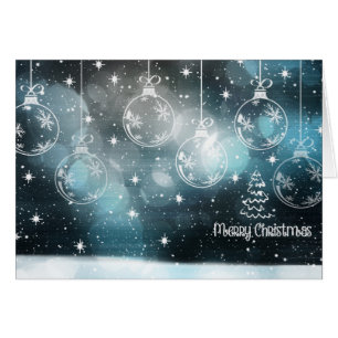 Tarjeta de felicitación Blue Black Christmas Ornam