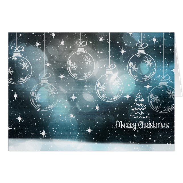 Tarjeta de felicitación Blue Black Christmas Ornam (Anverso (Horizontal))