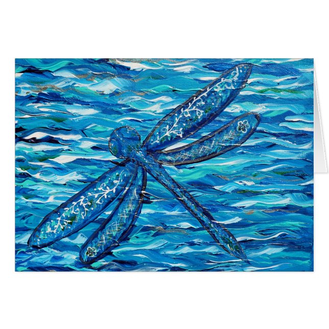 Tarjeta de felicitación Blue Dragonfly Painting (Anverso (Horizontal))