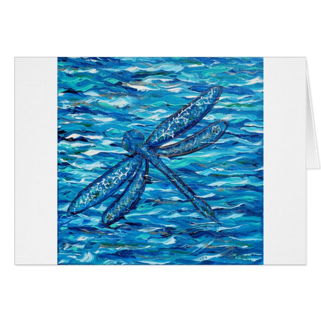 Tarjeta de felicitación Blue Dragonfly Painting (Anverso (Horizontal))