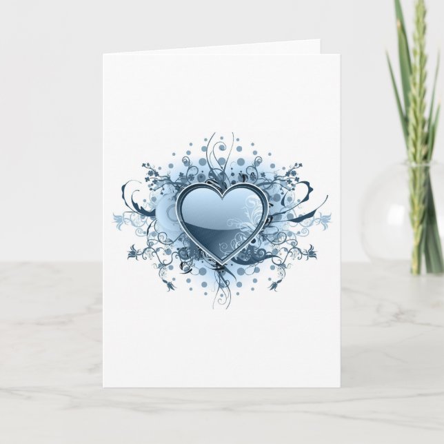 Tarjeta de felicitación Blue Emo Heart (Anverso)