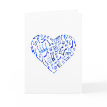 Tarjeta de felicitación Blue Heart Shaped Music No