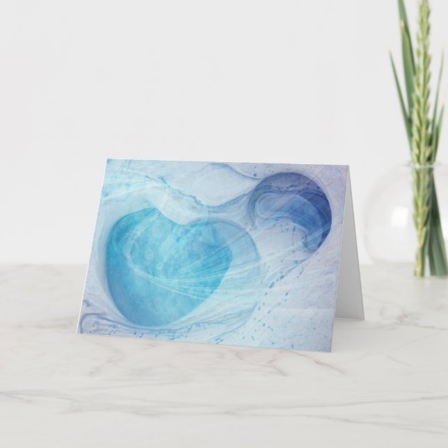 Tarjeta de felicitación Blue Heart Swirls Blank (Anverso)