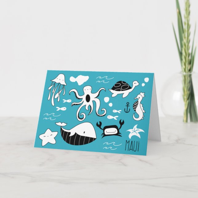 Tarjeta de felicitación Blue Maui Ocean (Anverso)
