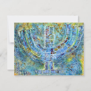 Tarjeta de felicitación Blue Menorah (interior en 