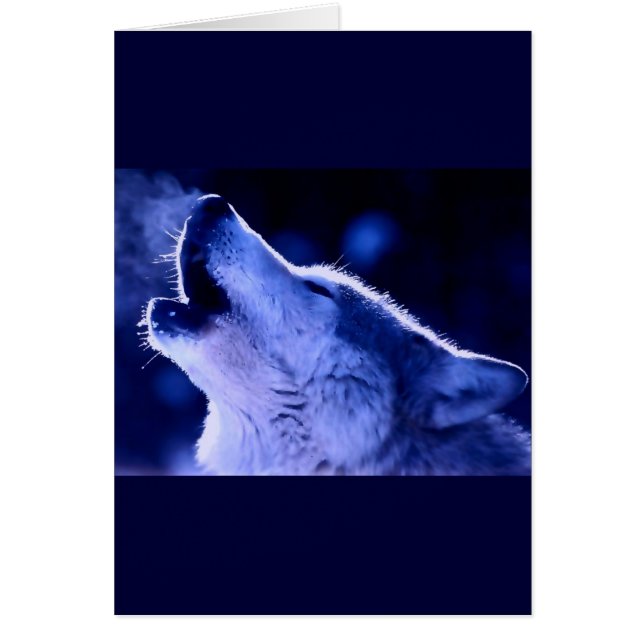 Tarjeta de felicitación Blue Night & Howling Wolf (Frente)