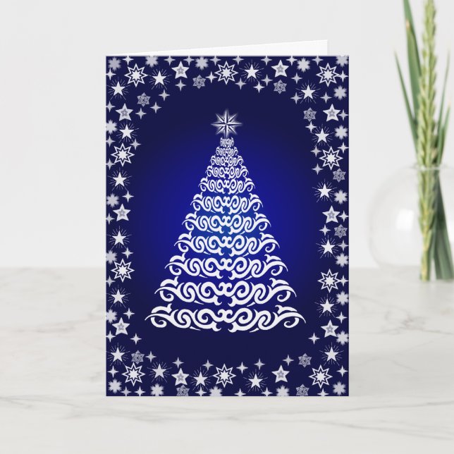 Tarjeta de felicitación Blue Shining Stars Christm (Anverso)