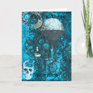 Tarjeta de felicitación Blue Steampunk