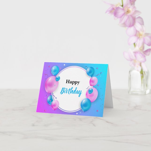 Tarjeta de felicitación Blue Vivid Happy Birthday (Orquídea)
