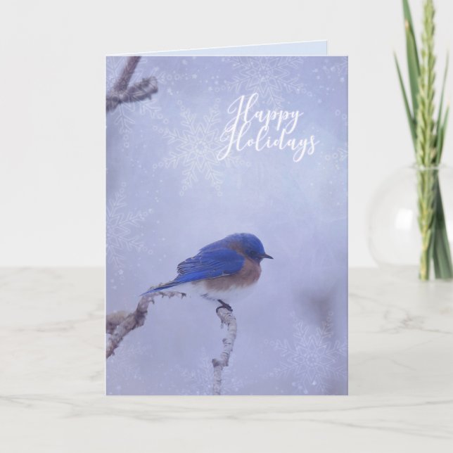 Tarjeta de felicitación Bluebird Happy Holidays (Anverso)