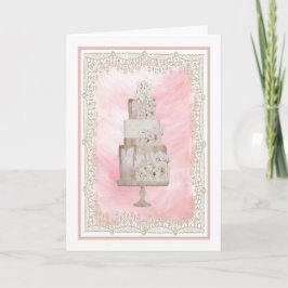 Tarjeta de felicitación boda con un hermoso pastel