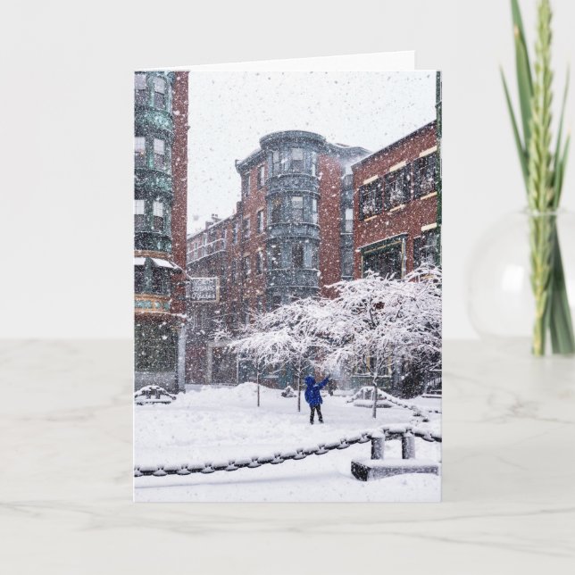 Tarjeta de felicitación Boston North End Winter (Anverso)