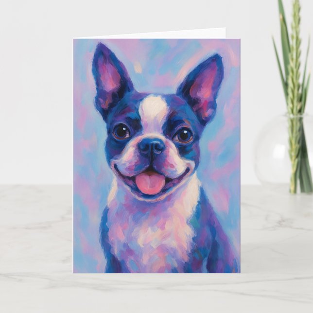 Tarjeta de felicitación Boston Terrier - Tarjeta e (Anverso)
