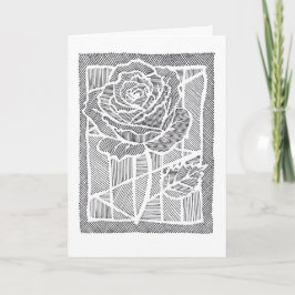 Tarjeta de felicitación botánica de rosa de arte d