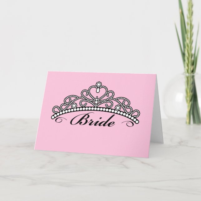 Tarjeta de felicitación Bride Tiara (fondo rosa) (Anverso)
