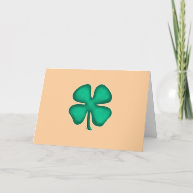 Tarjeta de felicitación bronceada Lucky 4 Leaf Iri (Anverso)