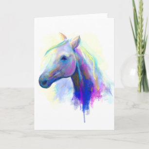 Tarjeta de felicitación, caballo de cabeza multico