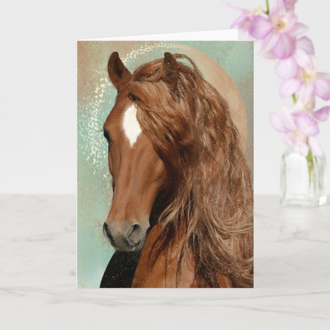 Tarjeta de felicitación - Caballo Rojo (Orquídea)
