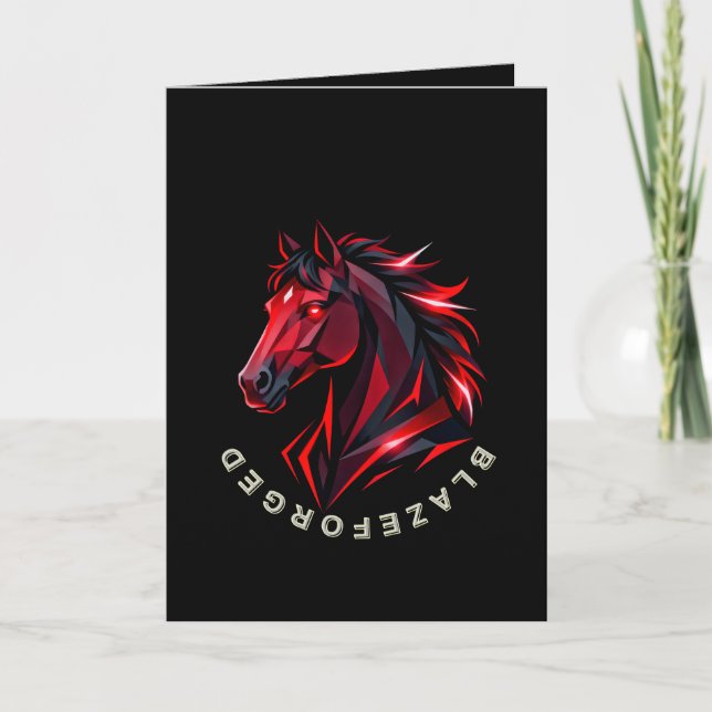 Tarjeta de felicitación Caballo Rojo BlazeForge (Anverso)