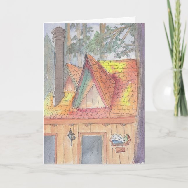 Tarjeta de felicitación "Cabin Watercolor Sketch/A (Anverso)